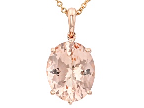 Peach Morganite 14k Rose Gold Solitaire Pendant with Chain 3.00ct