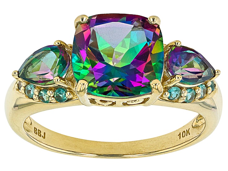 Buy Mystic Topaz Ring, Christmas Gift, Ring Topaz, Mystic Topaz and  Diamond, 10k Yellow Gold Ring, Free Shipping, Diamonds Ring, Authentic  Stone Online in India - Etsy