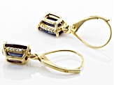 Blue Lab Created Alexandrite 10K Yellow Gold Earrings 2.64ctw