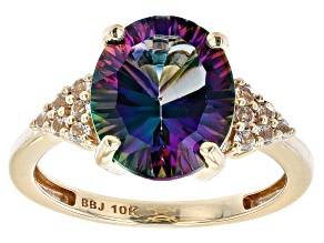 Multi Color Topaz 10K Yellow Gold Ring 5.11ctw