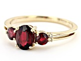Red Spinel and White Diamond 10K Yellow Gold Ring 1.12ctw