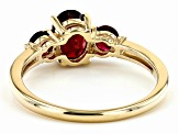 Red Spinel and White Diamond 10K Yellow Gold Ring 1.12ctw