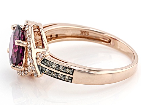 Purple Rhodolite Garnet 10k Rose Gold Ring 1.45ctw