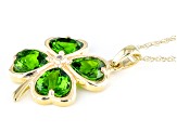 Green Chrome Diopside 10k Yellow Gold Clover Pendant With Chain 1.71ctw