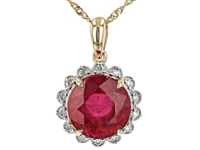 Red Mahaleo® Ruby 10k Yellow Gold Pendant With Chain 4.08ctw