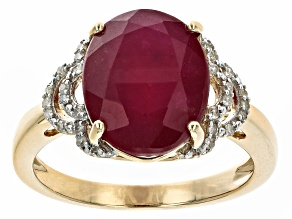 Red Mahaleo® Ruby 10k Yellow Gold Ring 5.43ctw