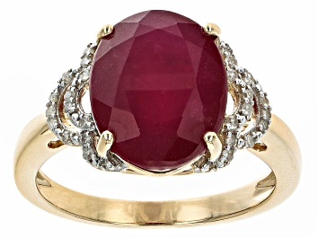 Picture of Mahaleo® Red Ruby 10k Yellow Gold Ring 5.43ctw