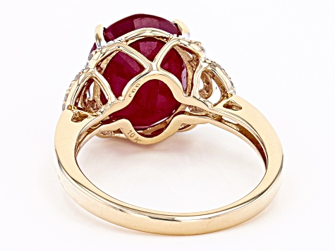 Mahaleo® Red Ruby 10k Yellow Gold Ring 5.43ctw