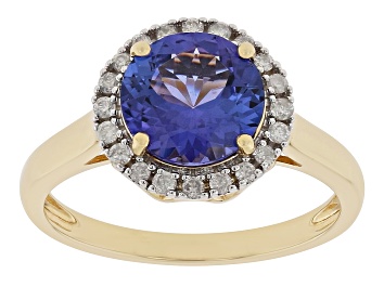 Picture of Blue Tanzanite With White Diamond 18k Yellow Gold Ring 2.70ctw