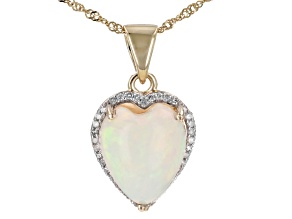 Multicolor Ethiopian Opal 10k Yellow Gold Pendant With Chain 2.49ctw