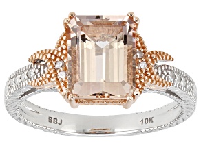 Pink Cor-De-Rosa Morganite(TM) And 0.06ctw White Diamond Rhodium Over 10k White Gold Ring 1.81ctw