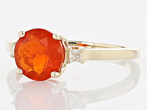 Orange Mexican Fire Opal 14k Yellow Gold Ring 1.02ctw