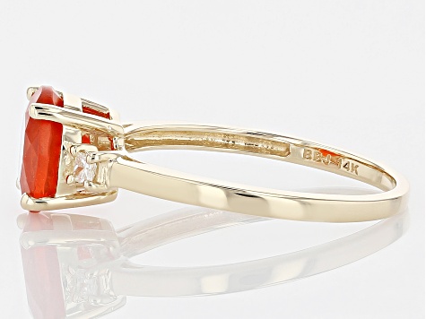 Orange Mexican Fire Opal 14k Yellow Gold Ring 1.02ctw