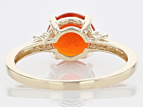 Orange Mexican Fire Opal 14k Yellow Gold Ring 1.02ctw