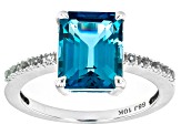 London Blue Topaz Rhodium Over 10k White Gold 
Ring 3.54ctw