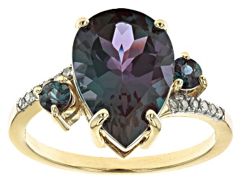 Picture of Blue Lab Created Alexandrite 10k Yellow Gold Ring 4.23ctw