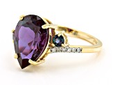 Blue Lab Created Alexandrite 10k Yellow Gold Ring 4.23ctw