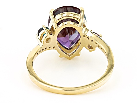 Blue Lab Created Alexandrite 10k Yellow Gold Ring 4.23ctw - AHG059