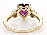 Grape Color Garnet 10k Yellow Gold Heart Ring 1.64ctw