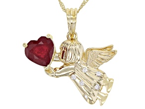 Red Mahaleo(R) Ruby 10k Yellow Gold "Cupid" Pendant With Chain 1.57ctw