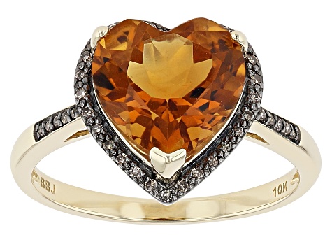 Orange Madeira Citrine 10k Yellow Gold Ring 3.10ctw