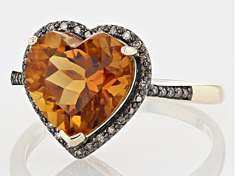 Orange Madeira Citrine 10k Yellow Gold Ring 3.10ctw