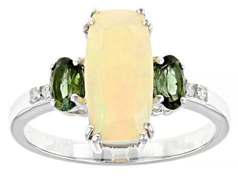 Multi Color Opal Rhodium Over 10k White Gold Ring 1.91ctw