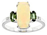 Multi Color Opal Rhodium Over 10k White Gold Ring 1.91ctw