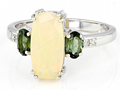 Multi Color Opal Rhodium Over 10k White Gold Ring 1.91ctw