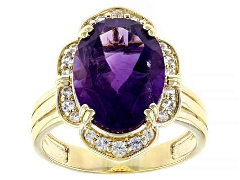 Purple Amethyst 10k Yellow Gold Ring 4.83ctw