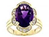 Purple Amethyst 10k Yellow Gold Ring 4.83ctw