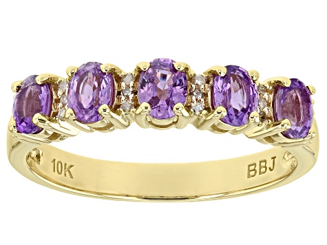 Purple Sapphire 10k Yellow Gold Band Ring 1.12ctw