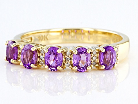 Purple Sapphire 10k Yellow Gold Band Ring 1.12ctw