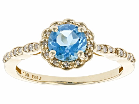 Swiss Blue Topaz 10k Yellow Gold Ring 0.95ctw