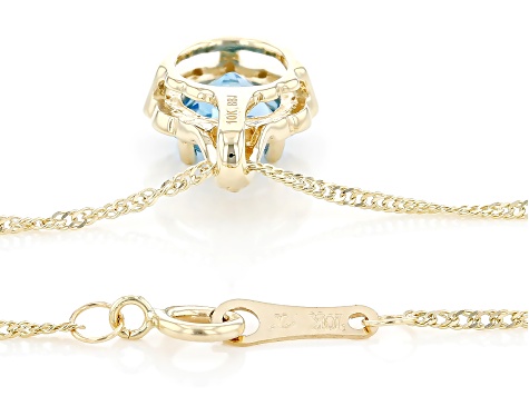 Swiss Blue Topaz 10k Yellow Gold Pendant With Chain 0.91ctw