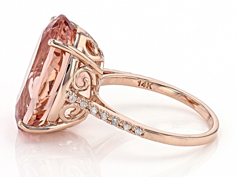 Peach Cor-de-Rosa Morganite 14k Rose Gold Ring 10.26ctw