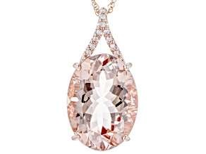 Peach Morganite 14k Rose Gold Pendant with Chain