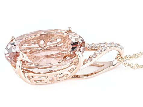 Peach Morganite 14k Rose Gold Pendant with Chain