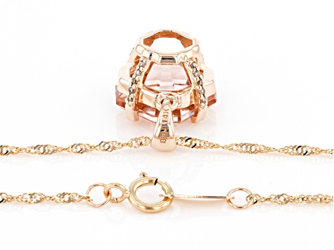 Peach Morganite 14k Rose Gold Pendant with Chain 3.81ctw
