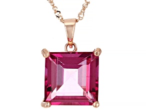 Pink Topaz 10k Rose Gold Pendant With Chain 5.50ct