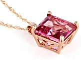 Pink Topaz 10k Rose Gold Pendant With Chain 5.50ct