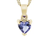 Blue Tanzanite 10k Yellow Gold Pendant With Chain 0.30ct