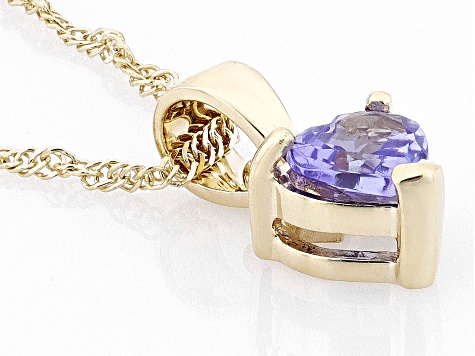 Blue Tanzanite 10k Yellow Gold Pendant With Chain 0.30ct