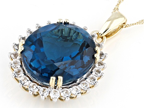 London Blue Topaz 10k Yellow Gold Pendant With Chain 9.29ctw
