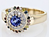 Blue Tanzanite 10k Yellow Gold Cluster Ring 0.84ctw