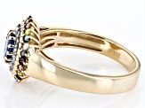 Blue Tanzanite 10k Yellow Gold Cluster Ring 0.84ctw