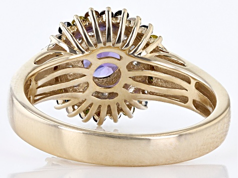 Blue Tanzanite 10k Yellow Gold Cluster Ring 0.84ctw