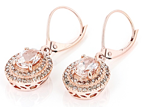 Peach Morganite 10k Rose Gold Dangle Earrings 1.66ctw