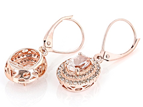 Peach Morganite 10k Rose Gold Dangle Earrings 1.66ctw