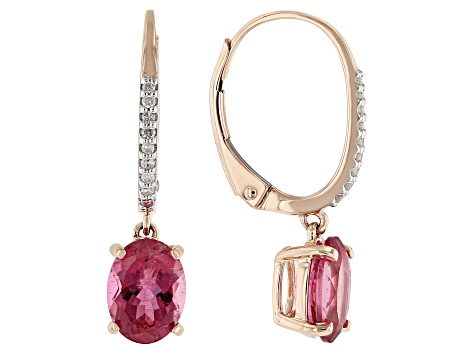 Pink Rubellite 14k Rose Gold Dangle Earrings 2.39ctw